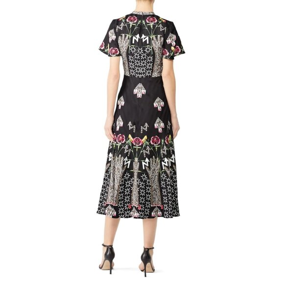 Temperley London Women's Flux Abstract Satin Midi Dress Black Size 6 - Picture 3 of 15